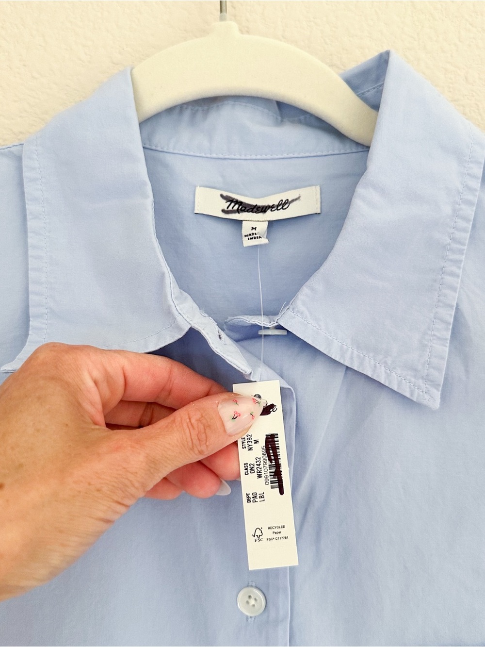 Madewell The Easy Shirt in Poplin in Light Blue M - Picture 8 of 9